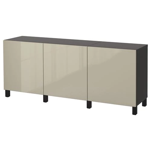 Комбинация для хранения - IKEA BESTÅ/BESTA/БЕСТА/БЕСТО ИКЕА, 180x42x74 см, серый (изображение №1)