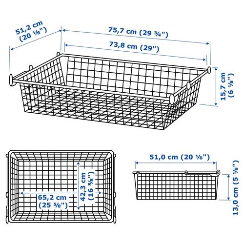 Проволочная корзина с направляющими - IKEA HJALPA/HJÄLPA, 80х55 см, белый ХЭЛПА ИКЕА (изображение №3)