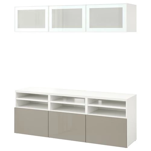 Тумба для ТВ - IKEA BESTÅ/BESTA, 180x42x192 см, серый, Бесто ИКЕА (изображение №1)