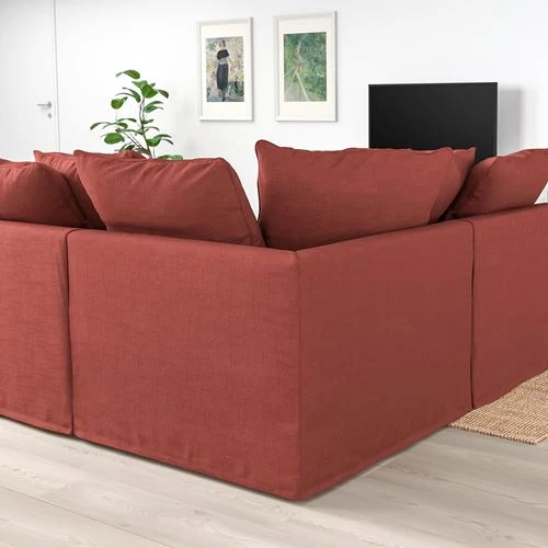 4-местный угловой диван-кровать и шезлонг - IKEA GRÖNLID/GRONLID,  98x252/352см, красный, ГРЕНЛИД ИКЕА (изображение №4)