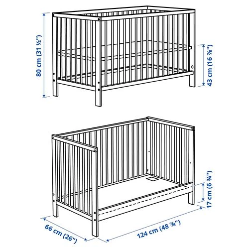 Кровать для новорожденных - IKEA GULLIVER, 60x120 см, белый, ИКЕА (изображение №7)