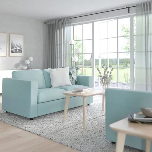 Диван-кровать 2-местный - IKEA VIMLE, 190х98х83 см, голубой, ВИМЛЕ ИКЕА (изображение №3)