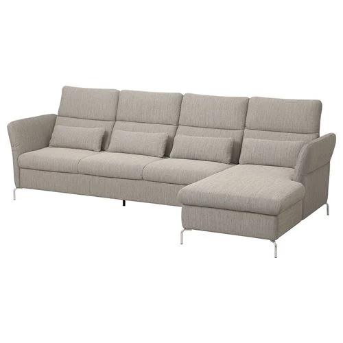 4-местный диван и шезлонг - IKEA FAMMARP, 176x108x343см, серый, ФАММАРП ИКЕА (изображение №1)