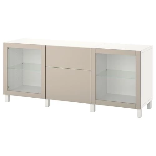 Комбинация для хранения - IKEA BESTÅ/BESTA, 180x42x74 см, серый, БЕСТО ИКЕА (изображение №1)