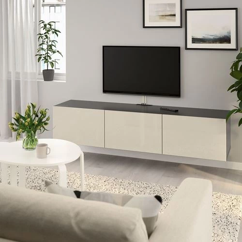 Тумба под ТВ - IKEA BESTÅ/BESTA, 180x42x38 см, серый, Бесто ИКЕА (изображение №5)