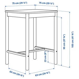 Барный стол - IKEA RÖNNINGE/ИКЕА РЁННИНГЕ , 75х75х105 см, береза
