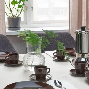 Чашка с блюдцем - IKEA FARGKLAR/FÄRGKLAR, глянцевая/коричневая ФЭРГКЛАР ИКЕА