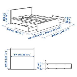 Каркас кровати с 4 ящиками для хранения - IKEA MALM/LINDBАDEN/LINDBÅDEN, 140х200 см, белый МАЛЬМ/ЛИНДБАДЕН ИКЕА