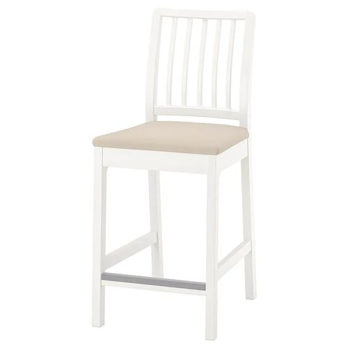 Барный стул - IKEA EKEDALEN/ИКЕА ЭКЕДАЛЕН , 45х51х101 см, белый/бежевый (изображение №1)