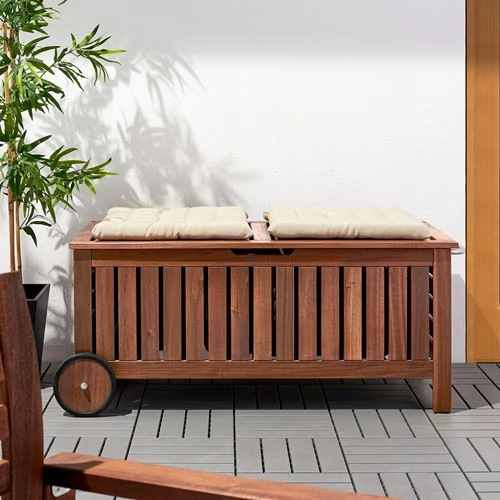 Садовая скамья с ящиком - IKEA APPLARO/ÄPPLARÖ, 128x57 см, коричневая морилка ЭПЛАРО ИКЕА (изображение №4)