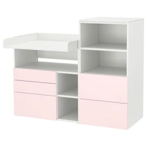 Столик пенальный - IKEA PLATSA/SMÅSTAD/SMASTAD, 150x79x123 см, белый/розовый, ИКЕА