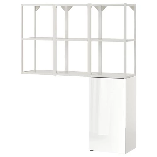 Стеллаж - IKEA ENHET, 120х30х150 см, белый/белый глянцевый, ЭНХЕТ ИКЕА (изображение №1)