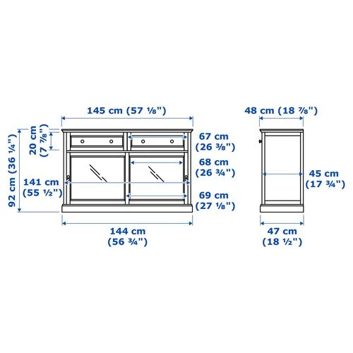 Шкаф-витрина - MALSJÖ / MALSJО  IKEA/  МАЛЬШЁ ИКЕА,  145x92 см, черный (изображение №5)