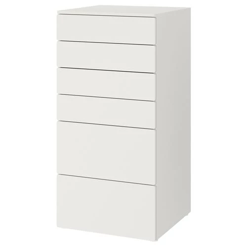 Комод детский - IKEA PLATSA/SMÅSTAD/SMASTAD, 60x55x123 см, белый, ИКЕА (изображение №1)