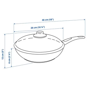 Сотейник c крышкой - IKEA HEMLAGAD, 26 см, черный ХЕМЛАГАД ИКЕА