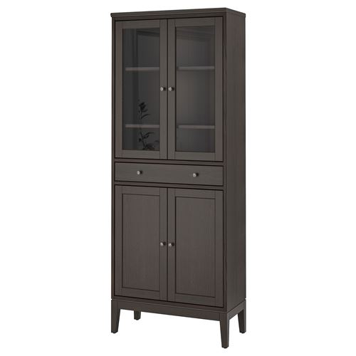 Шкаф со стеклянными дверцами - IDANÄS IKEA/ ИДАНАС ИКЕА, 81x39x211 см, темно-коричневый