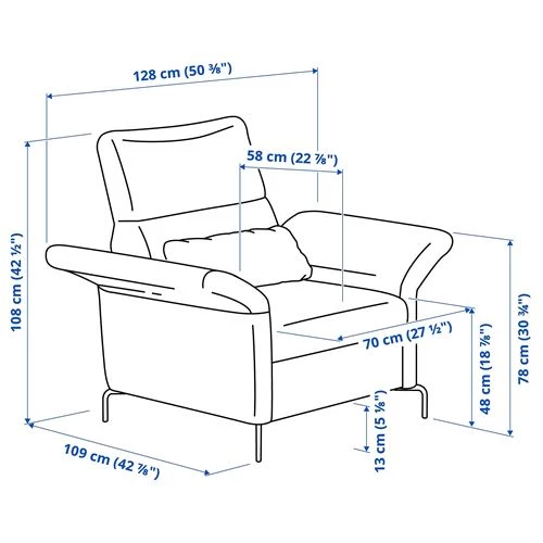 Классическле кресло - FAMMARP IKEA/  ФАММАРП ИКЕА, 128х108 см, светло- серый (изображение №8)