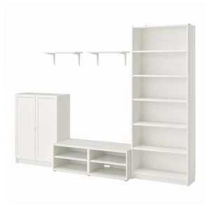 Шкаф для ТВ - IKEA BILLY\BESTÅ, 280x40x202 см, белый, Билли\Бесто ИКЕА