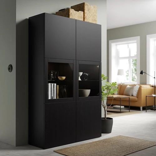 Комбинация для хранения - IKEA BESTÅ/BESTA/Беста/Бесто ИКЕА, 120x42x193 см, черный, (изображение №3)