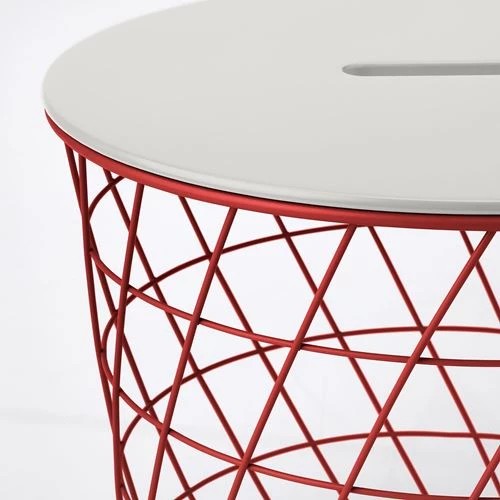 Столик с отделениями д/хранения - IKEA KVISTBRO/ИКЕА КВИСТБРУ, 44х44х42 см,  красный/светло-серый (изображение №6)