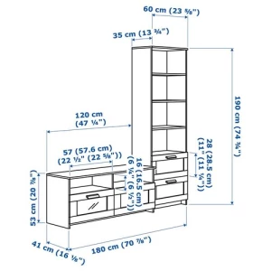 Тумба под ТВ - IKEA BRIMNES, 180х41х190 см, белый, БРИМНЭС/БРИМНЕС ИКЕА