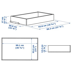 Ящик с фронтальной панелью - IKEA KOMPLEMENT, 100x58 см, под беленый дуб КОМПЛИМЕНТ ИКЕА