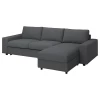 Диван-кровать угловой 2-местный - IKEA VIMLE, 285х98/241х83 см, серый, ВИМЛЕ ИКЕА