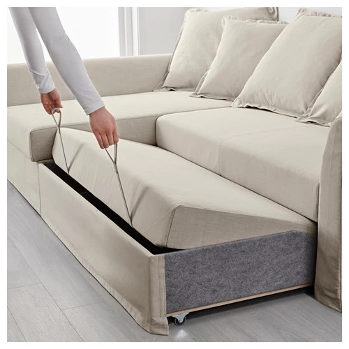 Угловой диван-кровать - IKEA HOLMSUND, 90x230см, бежевый, ХОЛЬМСУНД ИКЕА (изображение №6)
