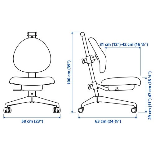 Стул детский - IKEA DAGNAR, 98х58 см, желтый/белый, ИКЕА (изображение №8)