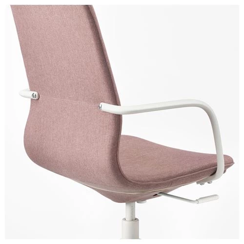Офисный стул - IKEA LÅNGFJÄLL/LANGFJALL, 67x67x104см, белый/розовый, ЛЭНГФЬЮЭЛЛЬ ИКЕА (изображение №3)