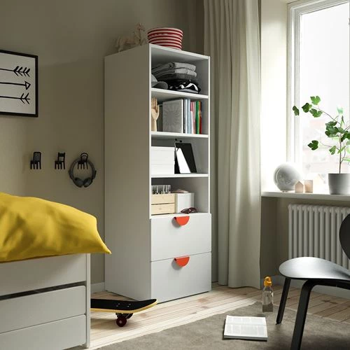 Детский книжный шкаф - PLATSA/SMÅSTAD IKEA/ ПЛАТСА/СМАСТАД ИКЕА, 57х60х181 см, белый (изображение №2)