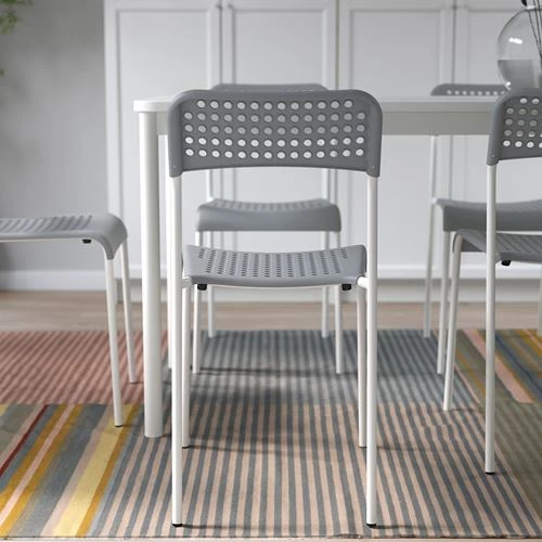 Стул - IKEA ADDE, 77х39х47см, пластик белый/серый, АДДЕ ИКЕА (изображение №4)