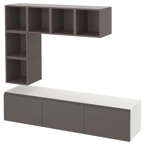 Тумба под телевизор - IKEA BESTÅ/EKET, 180x42x185 см, серый, Бесто/Экет ИКЕА (изображение №1)