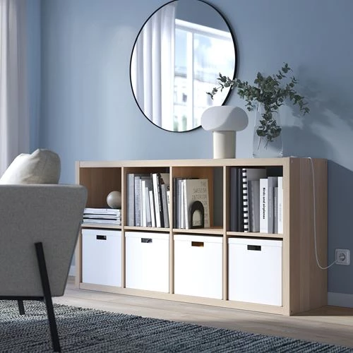 Стеллаж 8 ячеек - IKEA KALLAX, 77х147 см, под беленый дуб, КАЛЛАКС ИКЕА (изображение №2)