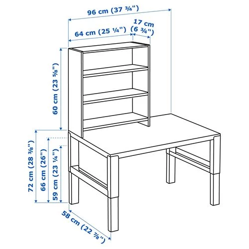 Стол детский - IKEA PÅHL/PAHL, 96x58 см, белый/голубой, ИКЕА (изображение №5)