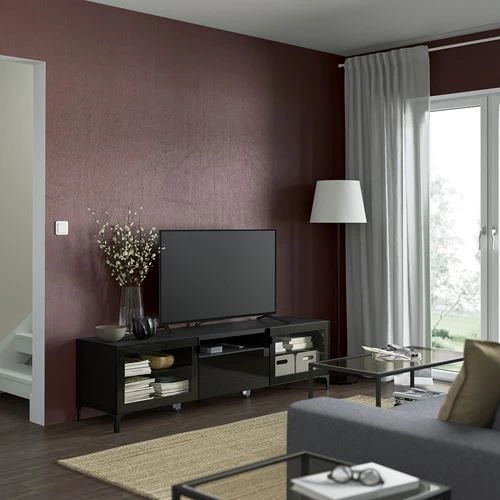 Тумба под ТВ - IKEA BESTÅ/BESTA, 180x42x48 см, черный, Бесто ИКЕА (изображение №3)