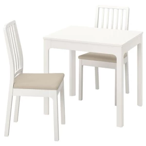 Стол и 2 стула - IKEA EKEDALEN, белый/бежевый, ЭКЕДАЛЕН ИКЕА