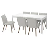 Стол и 6 стульев - IKEA EKEDALEN/KLINTEN, 180/240х90 см, белый/серый, ЭКЕДАЛЕН/КЛИНТЕН ИКЕА