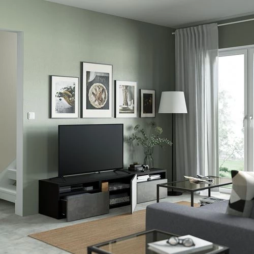 Тумба под ТВ - IKEA BESTÅ/BESTA, 180x42x39 см, серый, Бесто ИКЕА (изображение №2)
