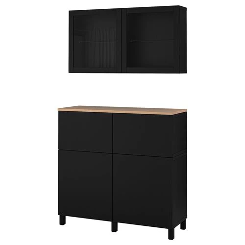 Комбинация для хранения - IKEA BESTÅ/BESTA/Беста/Бесто ИКЕА, 120x42x240 см, черный (изображение №1)