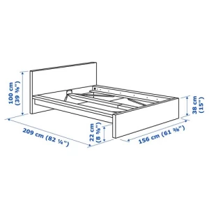Каркас кровати - IKEA MALM/LUROY/LURÖY, 140x200 см, дубовый шпон, беленый МАЛЬМ/ЛУРОЙ ИКЕА