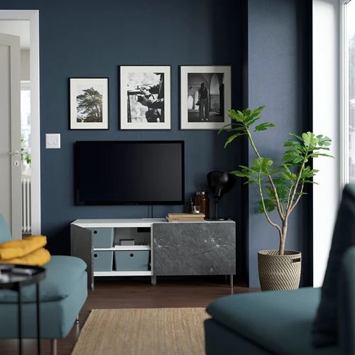 Тумба под ТВ - IKEA BESTÅ/BESTA, 120x42x48 см, серый, Бесто ИКЕА (изображение №3)