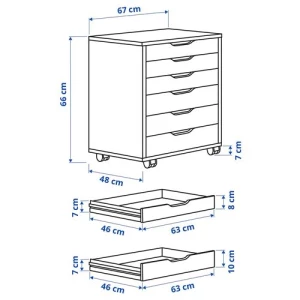 Тумба с ящиками на колесах - ALEX IKEA, серо-бирюзовый, 66х48х67см, АЛЕКС ИКЕА