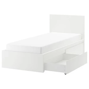 Каркас кровати с 2 ящиками для хранения - IKEA MALM/LUROY/LURÖY, 90х200 см, белый МАЛЬМ/ЛУРОЙ ИКЕА