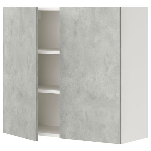Навесной шкаф  - ENHET  IKEA/ ЭНХЕТ  ИКЕА, 80x30x75 см, серый/белый
