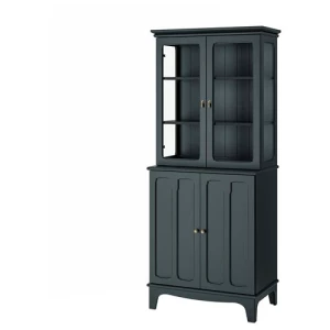 Шкаф со стеклянными дверцами - IKEA LOMMARP/ ЛОММАРП ИКЕА, 86x199 см, темно-сине-зеленый