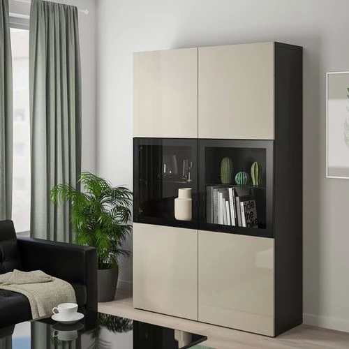 Комбинация для хранения - IKEA BESTÅ/BESTA/Беста/Бесто ИКЕА, 120x42x193 см, серый, (изображение №6)