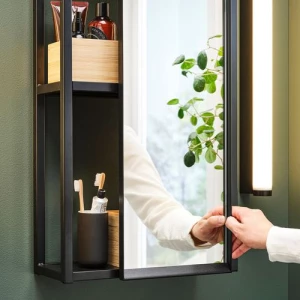 Открытый стеллаж с зеркалом - IKEA ENHET, 40х15х75 см, антрацит, ЭНХЕТ ИКЕА