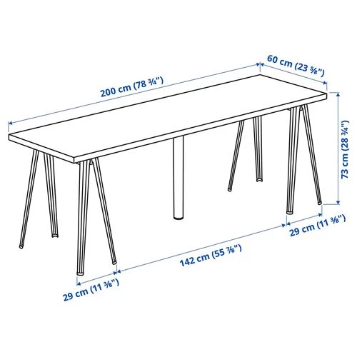 Письменный стол - IKEA LAGKAPTEN/NÄRSPEL/NARSPEL, 200х60 см, черно-коричневый/темно-серый, ЛАГКАПТЕН/НЭРСПЕЛЬ ИКЕА (изображение №7)