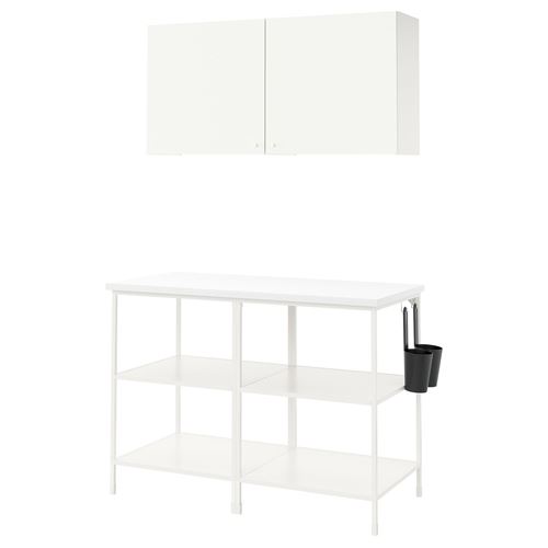 Комбинация для хранения - IKEA ENHET, 123х63.5х207 см, белый, ЭНХЕТ ИКЕА